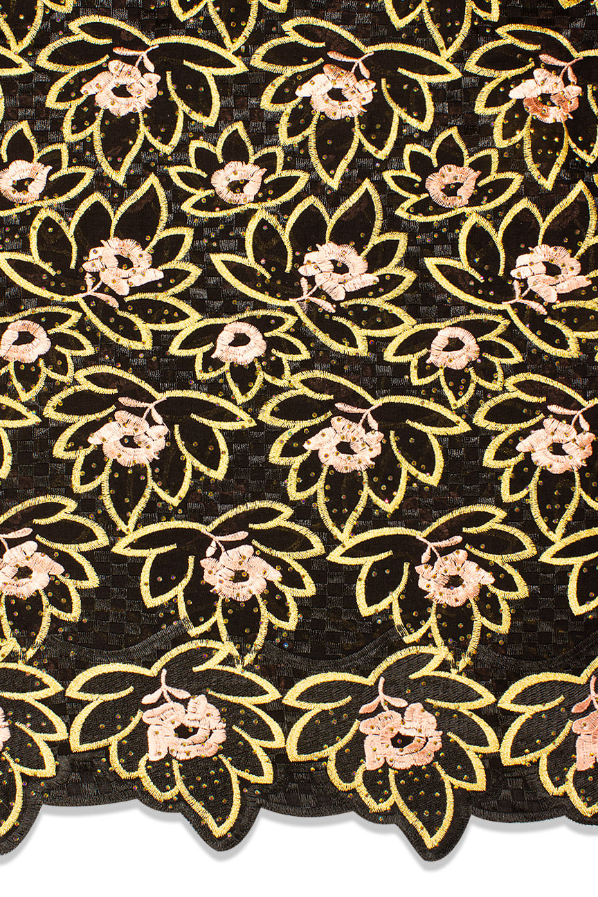 Voile Lace Exclusive in Black, Gold & Salmon Pink - VL520