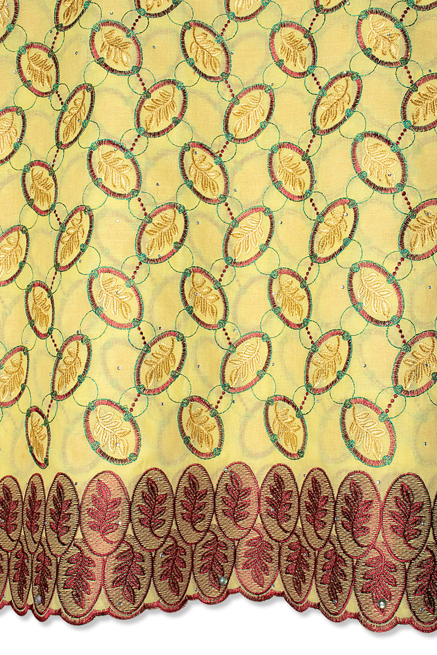 Voile Lace in Yellow, Green, Gold & Wine - VL592