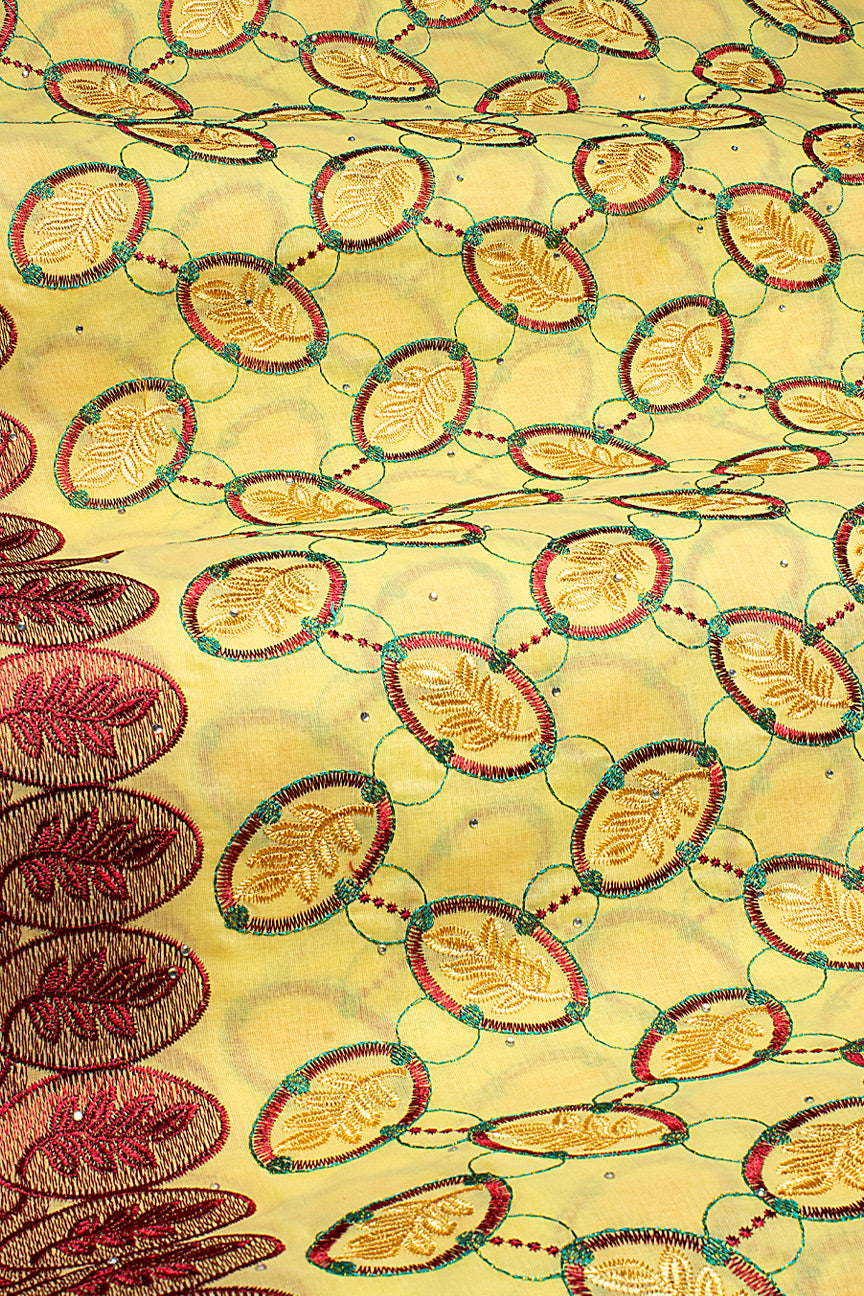 Voile Lace in Yellow, Green, Gold & Wine - VL592