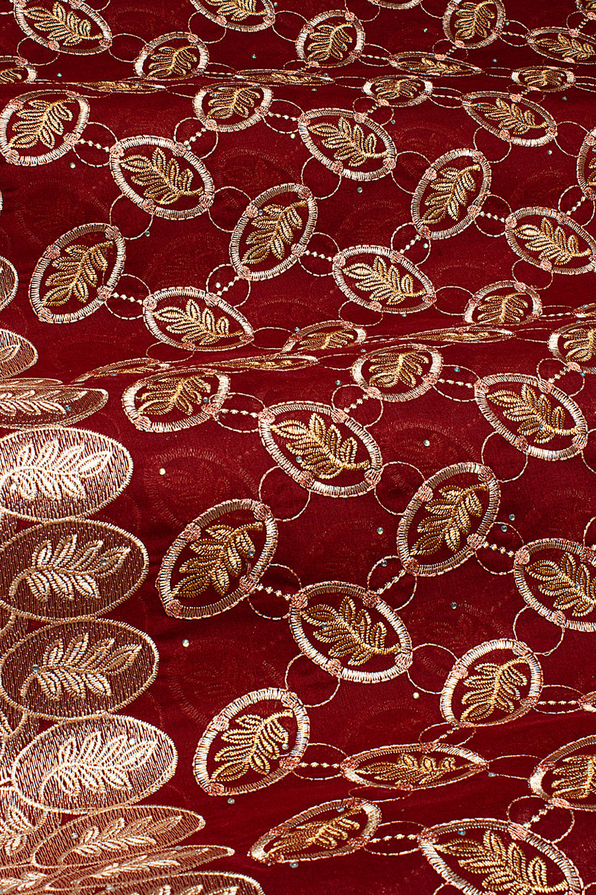 Voile Lace in Wine & Gold - VL593