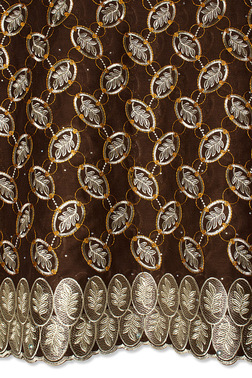 Voile Lace in Brown & Amber Gold - VL594