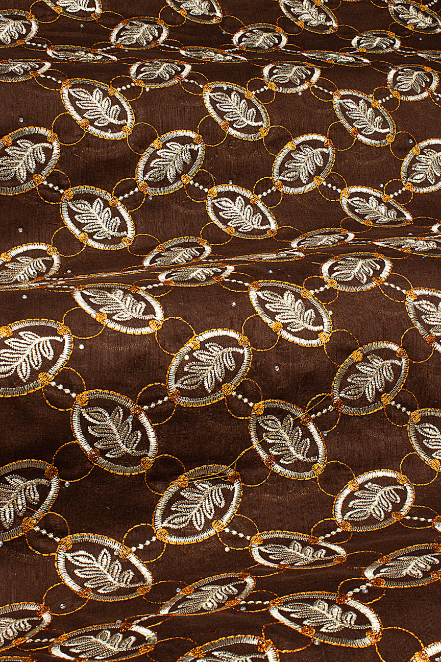 Voile Lace in Brown & Amber Gold - VL594