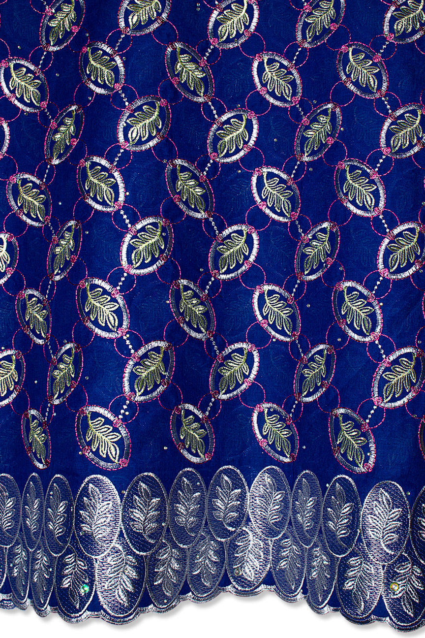 Voile Lace in Royal Blue, Pink & Silver - VL595