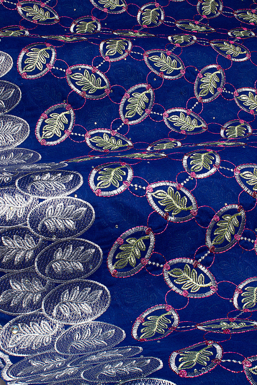 Voile Lace in Royal Blue, Pink & Silver - VL595