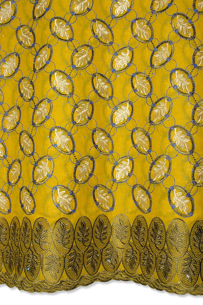 Voile Lace in Mustard Yellow & Blue - VL596