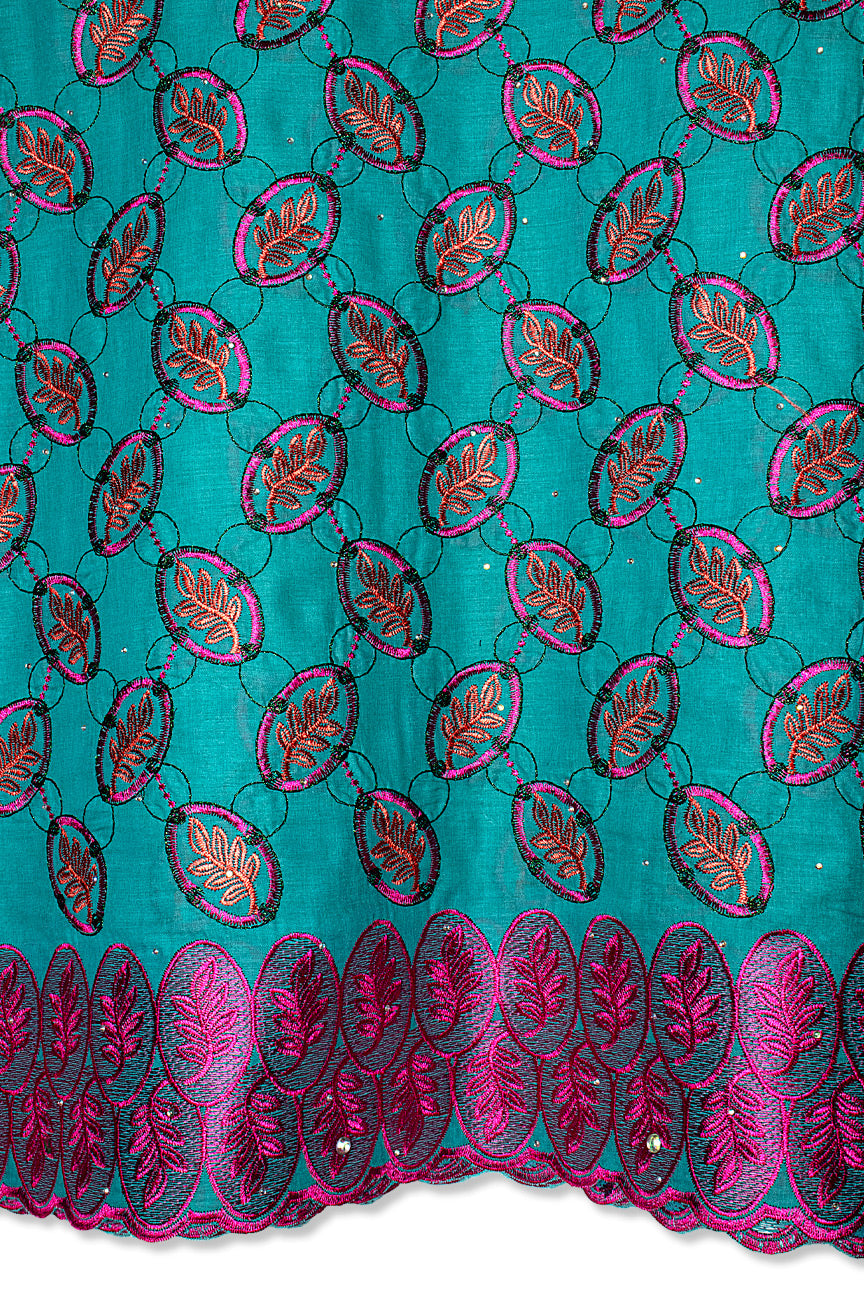 Voile Lace in Turquoise, Pink & Peach - VL597