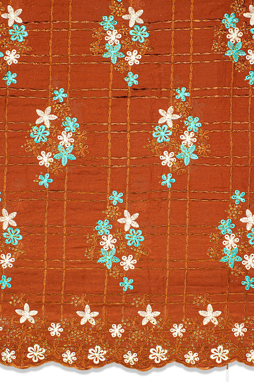 Voile Lace Exclusive in Brown & Aqua - VL561