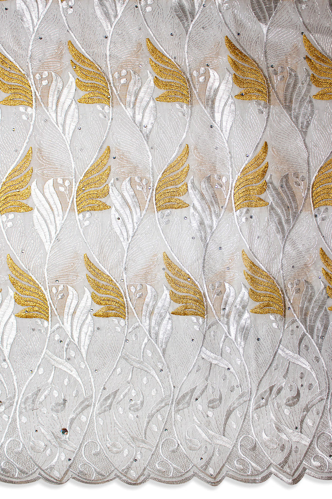 Exclusive Voile Lace  - EXL054 - White & Gold