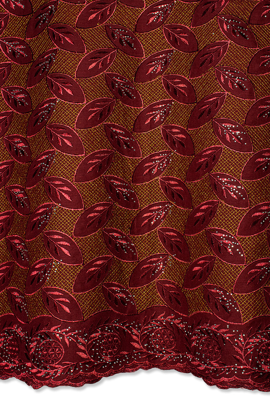 Voile Lace in Wine & Gold - VL581