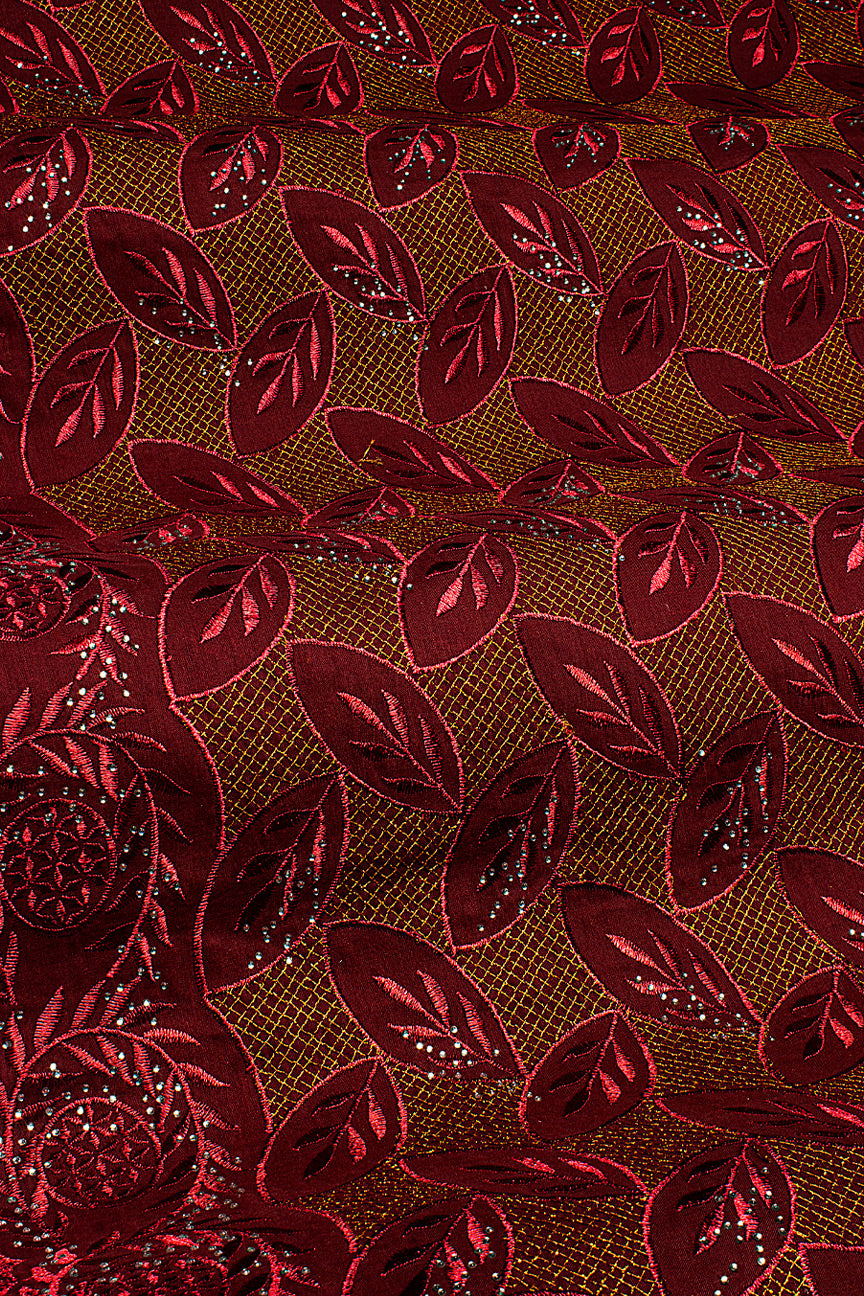 Voile Lace in Wine & Gold - VL581