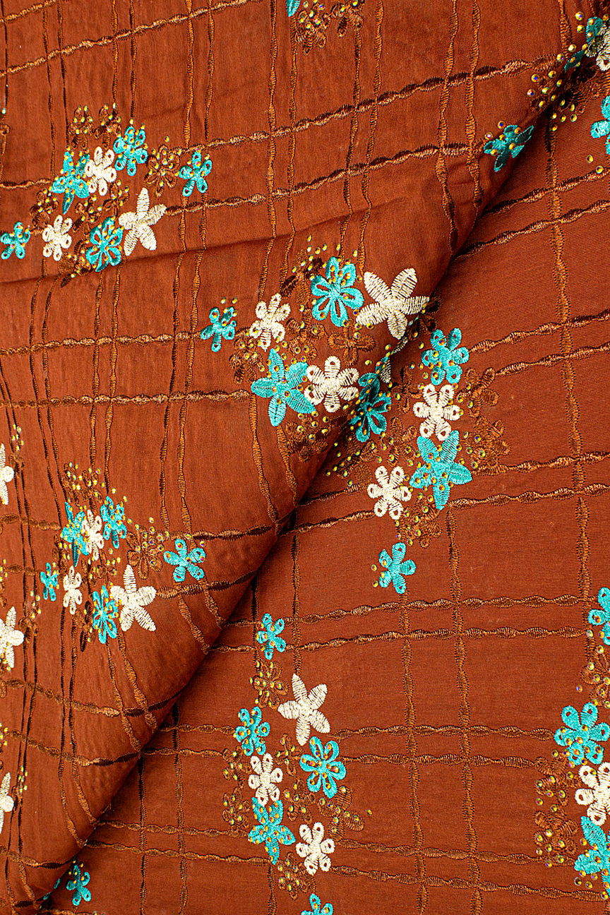 Voile Lace Exclusive in Brown & Aqua - VL561