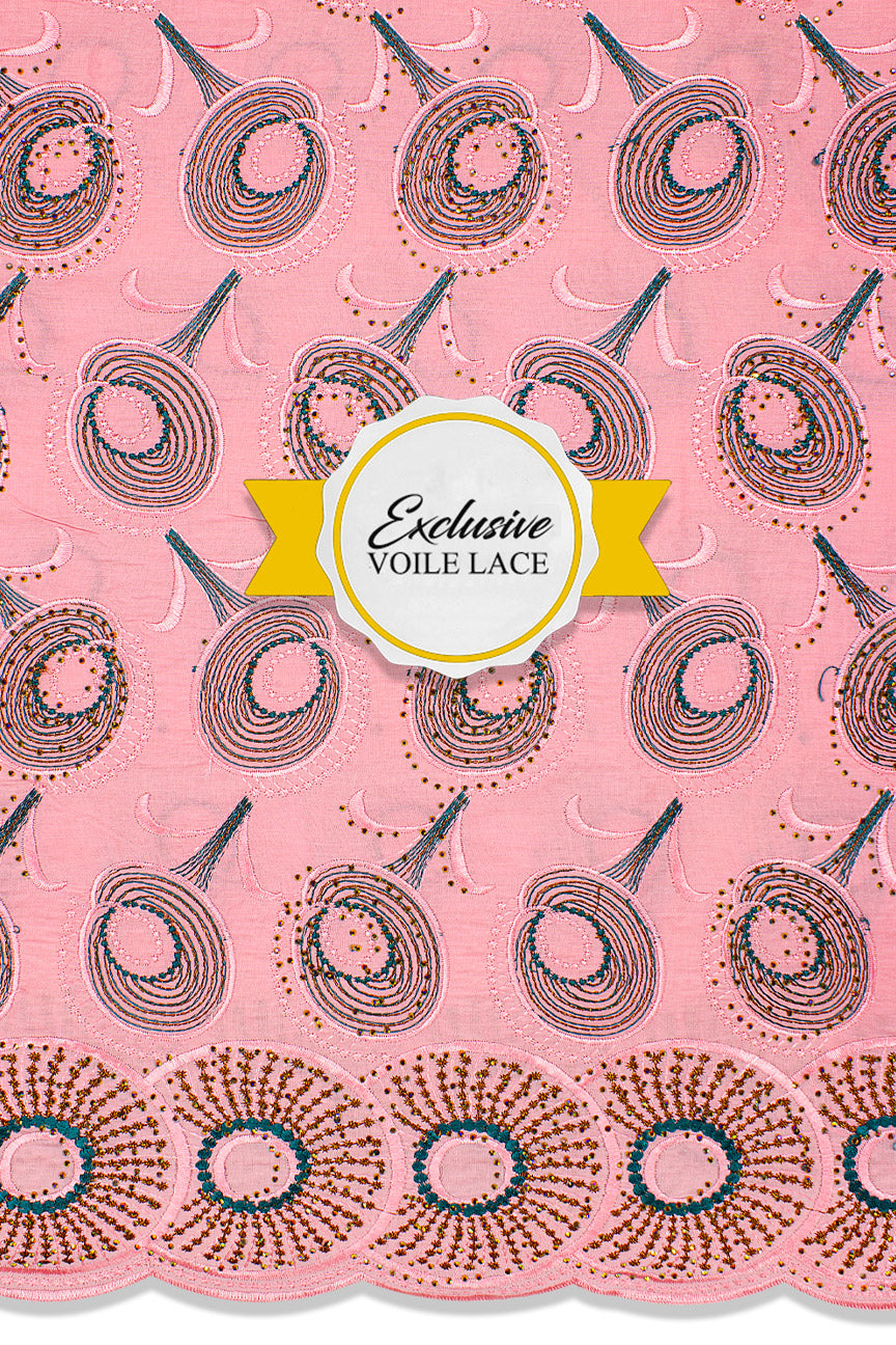 Voile Lace Exclusive in Pink & Turquoise - VL530