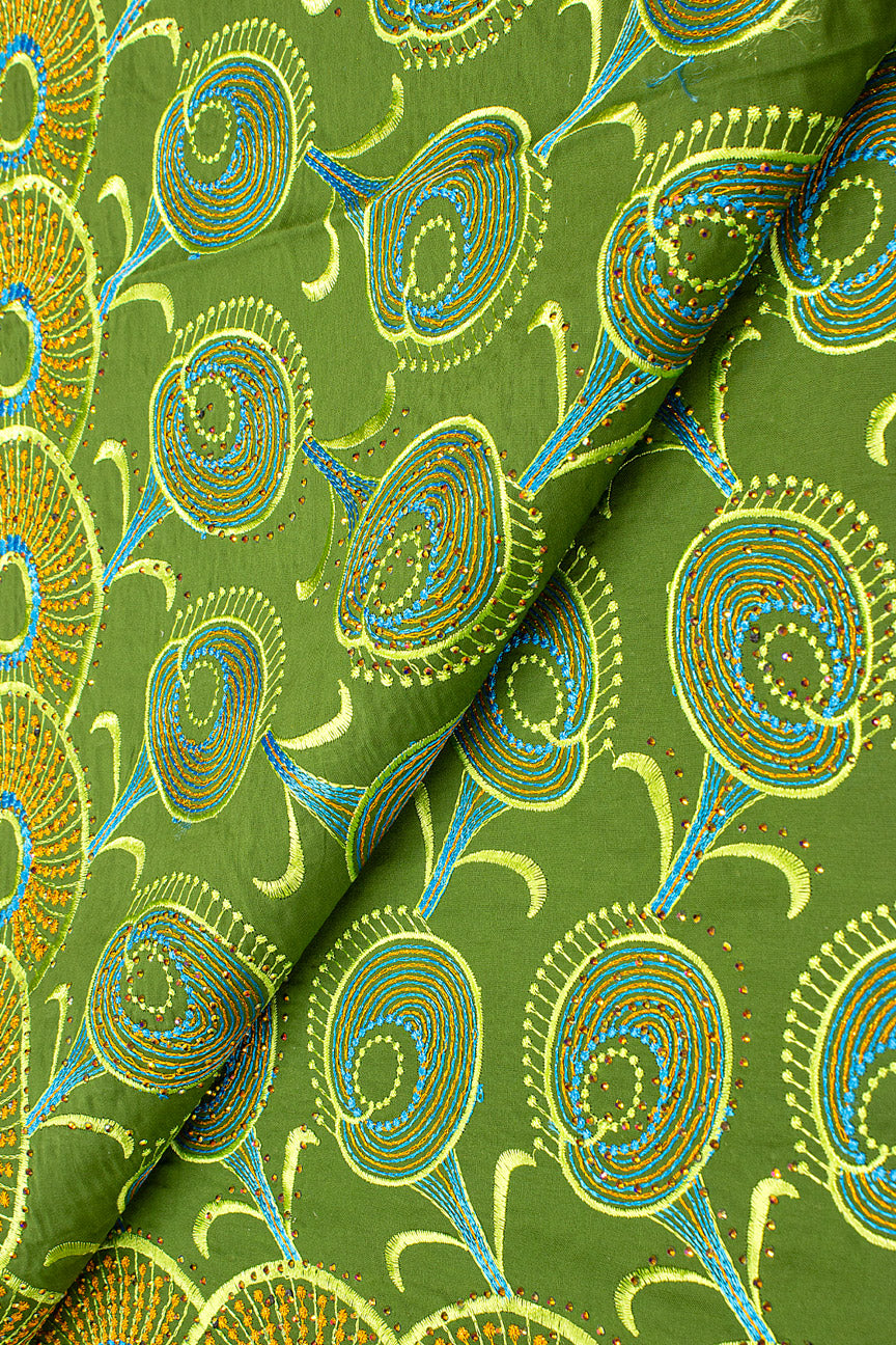 Voile Lace Exclusive in Green, Turquoise & Orange - VL531