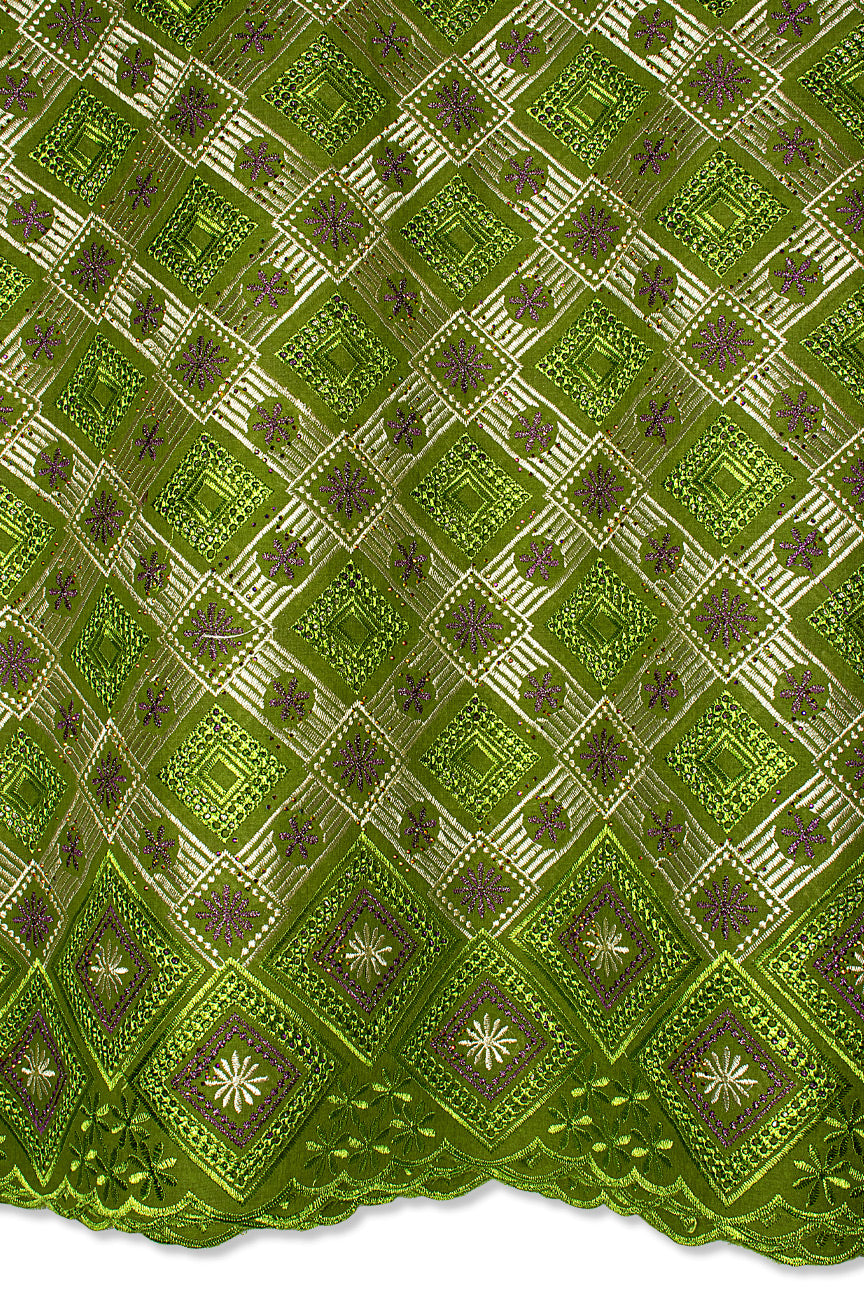 Voile Lace in Forest Green & Light Gold - VL603