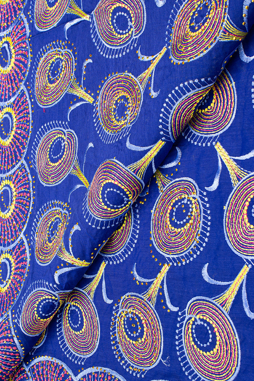 Voile Lace Exclusive in Royal Blue, Pink & Gold - VL533