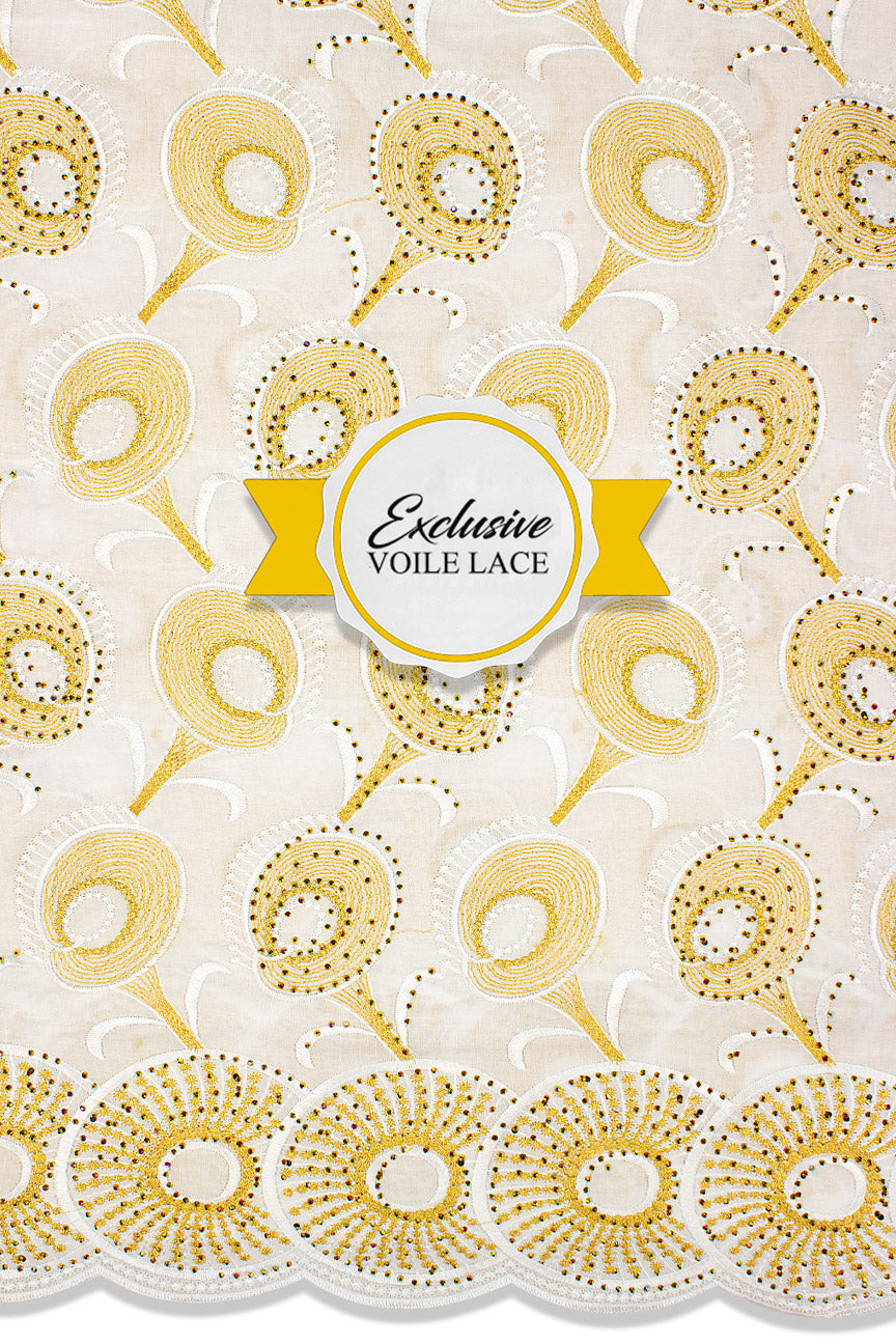 Voile Lace Exclusive in White & Gold - VL535