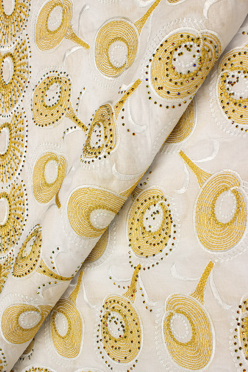 Voile Lace Exclusive in White & Gold - VL535