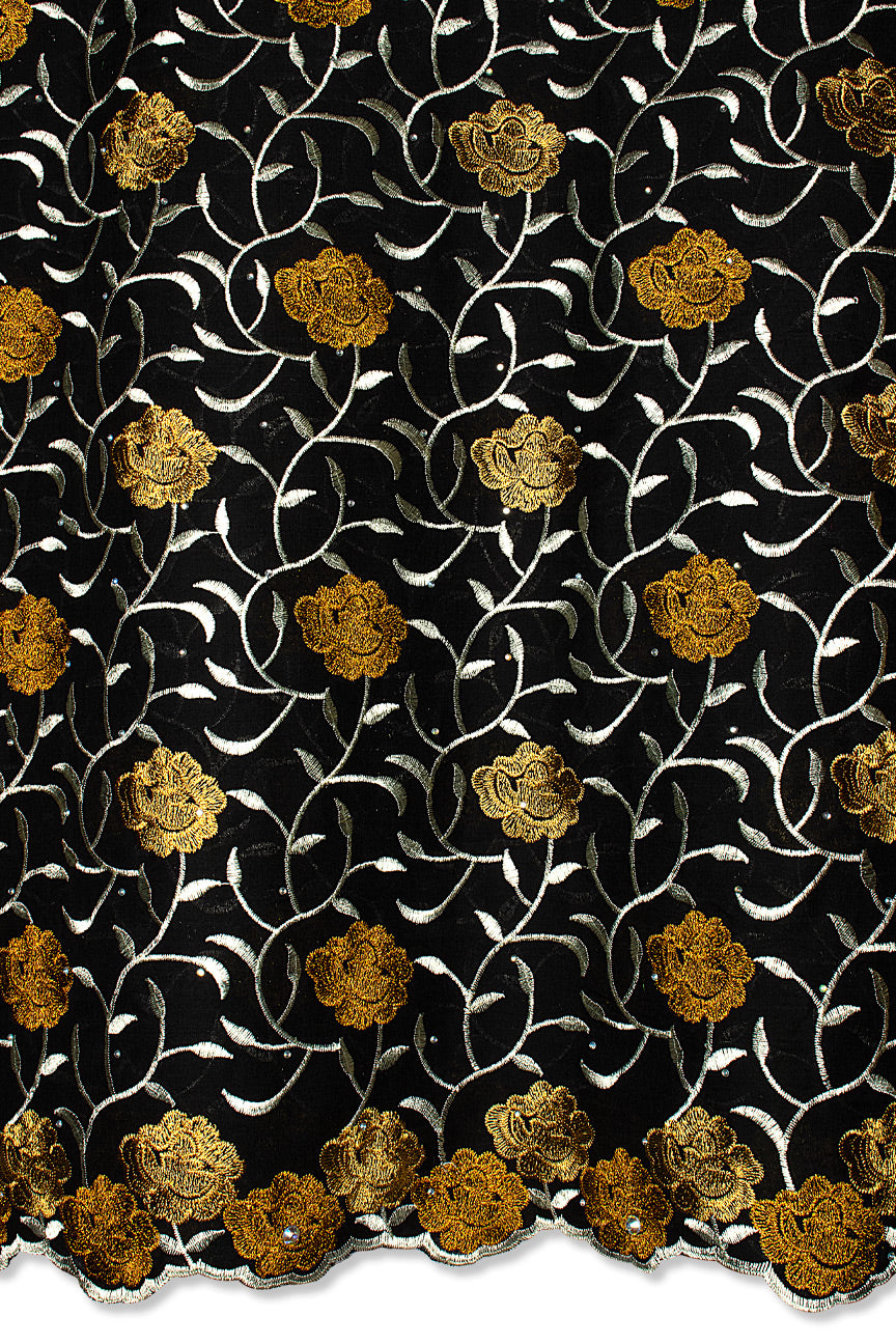 Voile Lace in Black & Gold - VL606