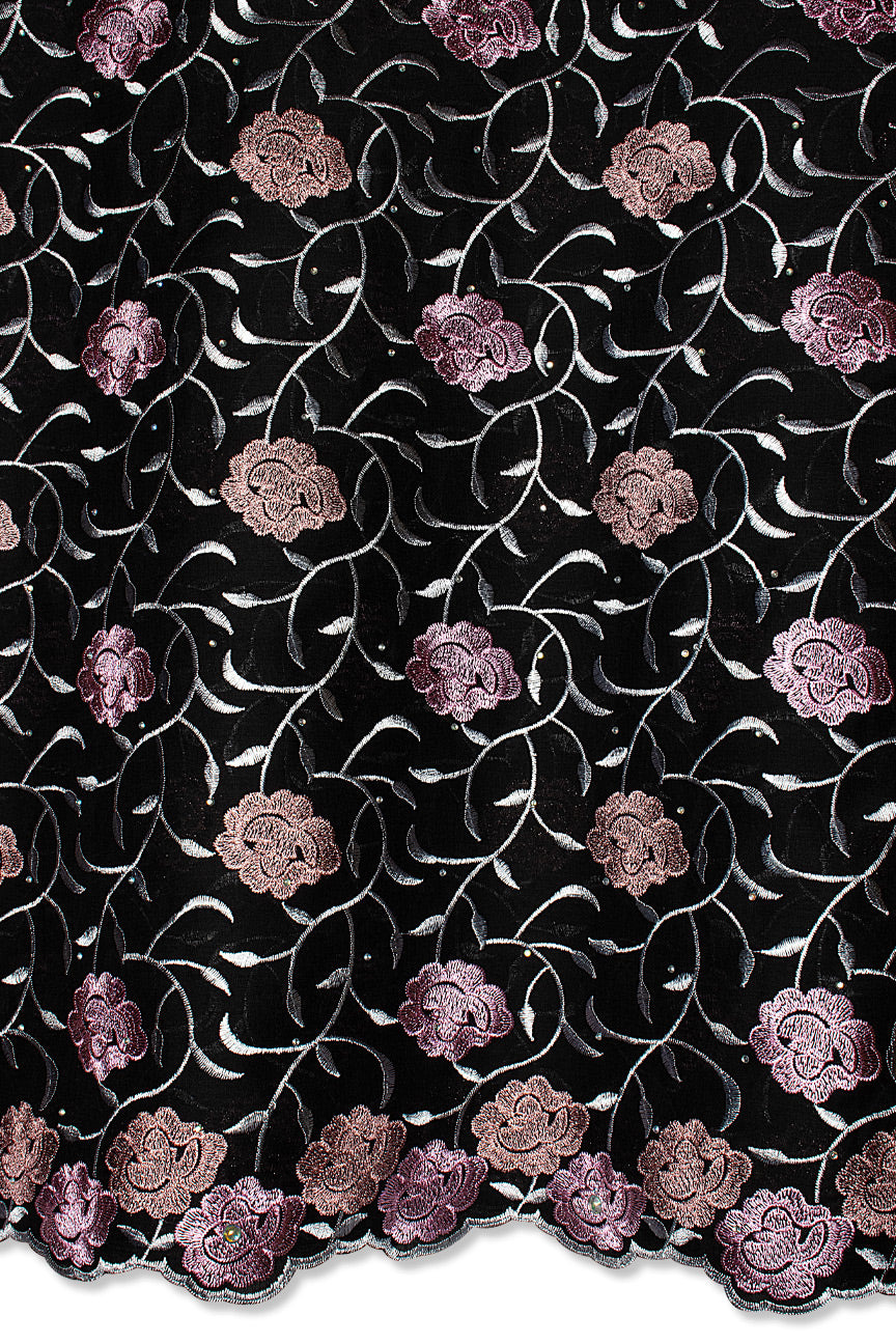 Voile Lace in Black & Pink - VL607
