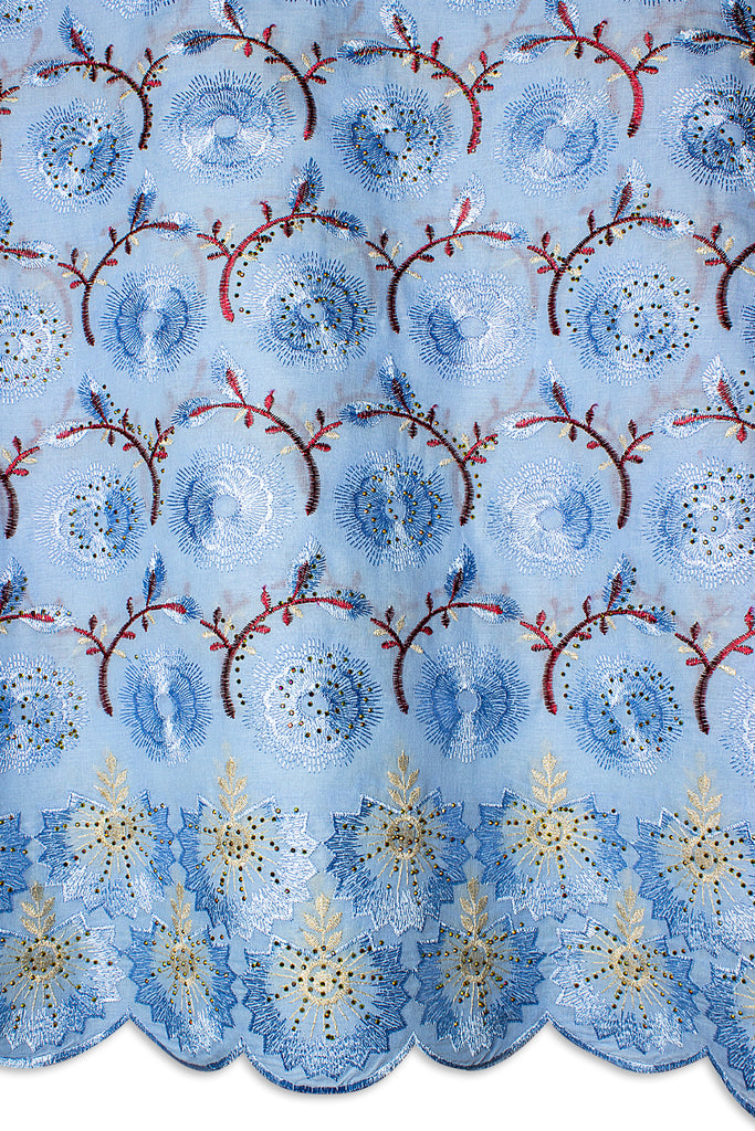 Voile Lace Exclusive in Sky Blue, Wine & Gold - VL572