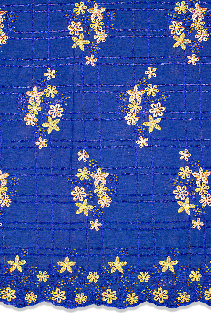 Voile Lace Exclusive in Royal Blue, Beige & Gold- VL563