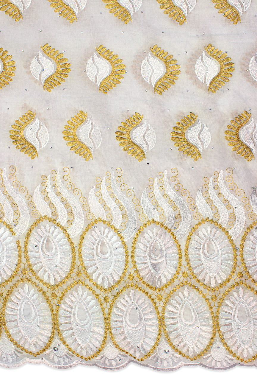 Exclusive Voile Lace  - EXL053 - White & Gold