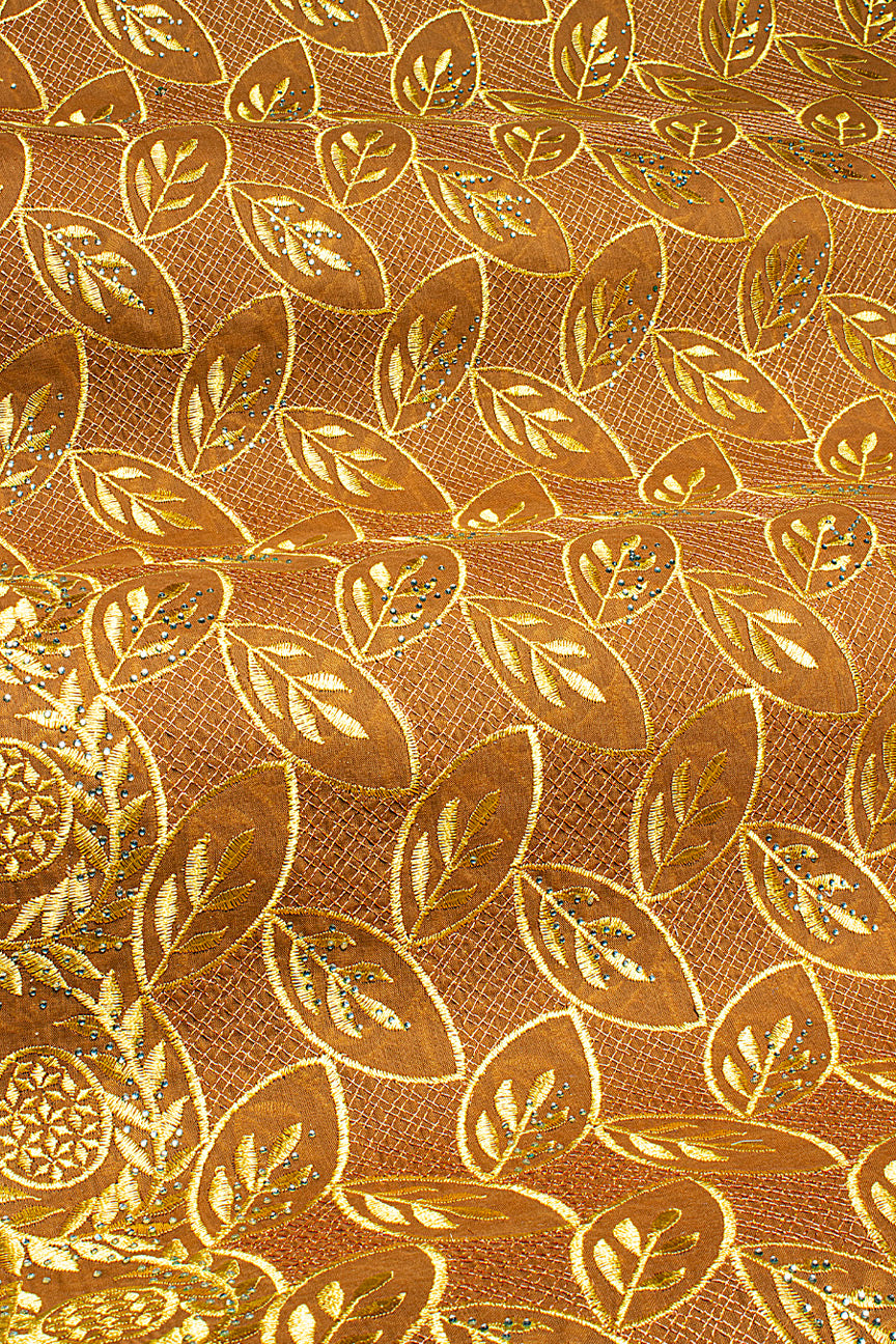Voile Lace in Gold & Brown - VL582