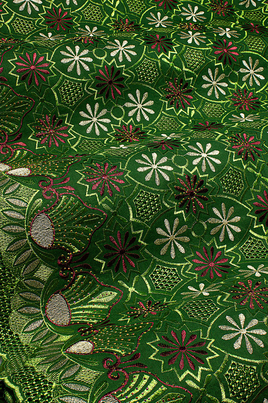 Voile Lace in Forest Green & Wine - VL614