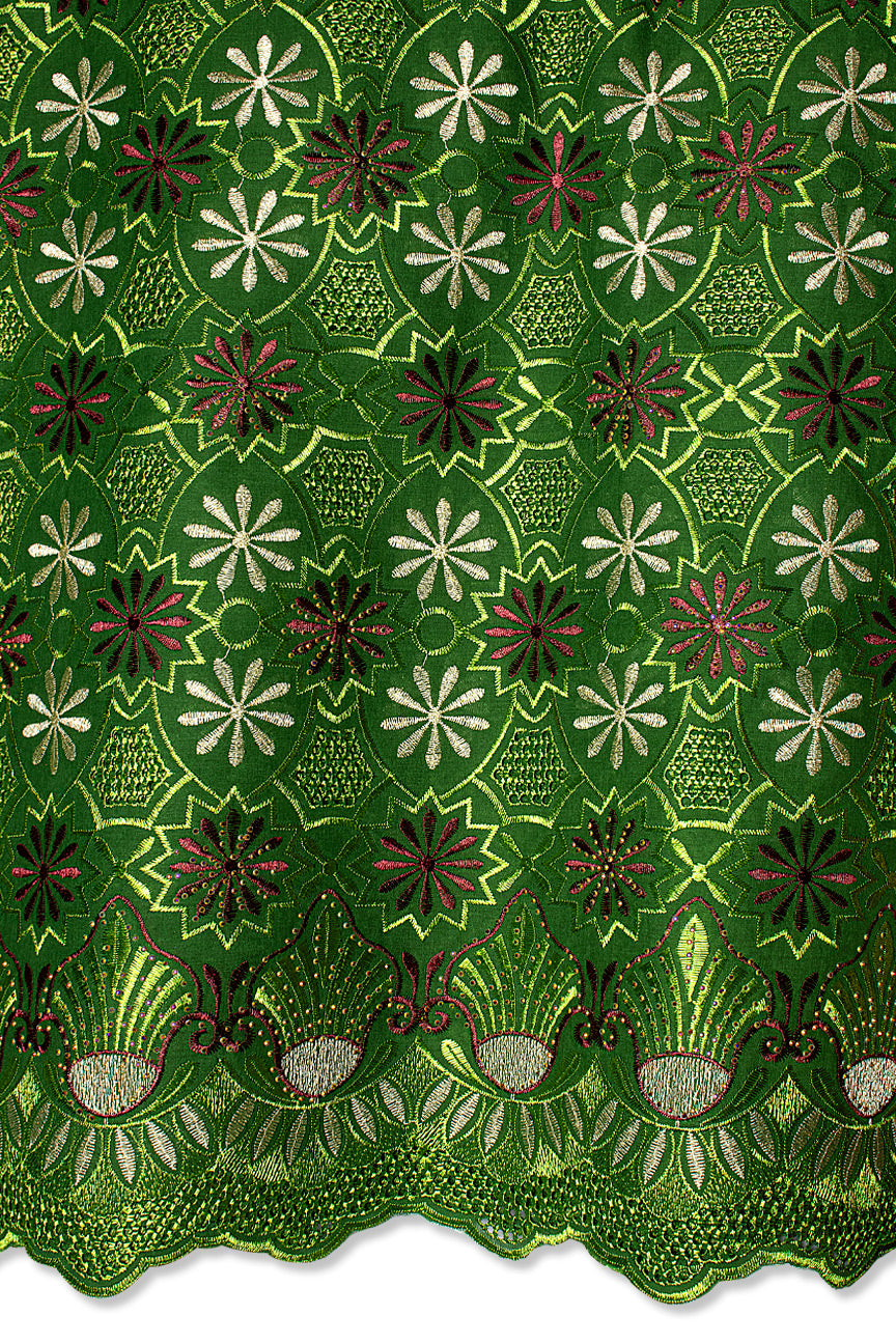 Voile Lace in Forest Green & Wine - VL614