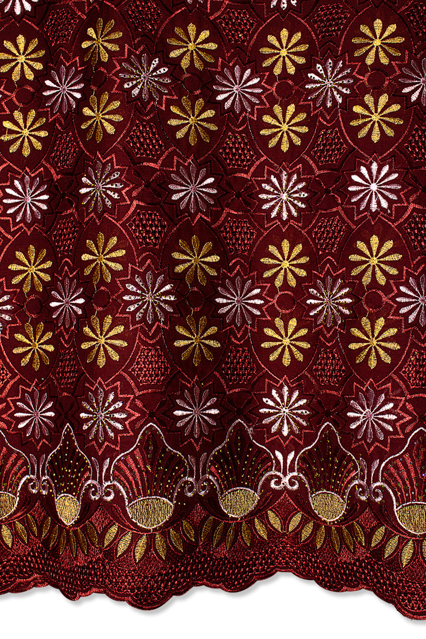 Voile Lace in Wine, Bright Pink & Gold - VL615