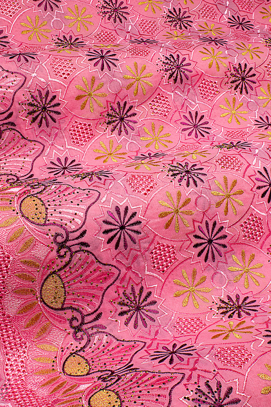 Voile Lace in Bubblegum Pink, Purple & Gold - VL616