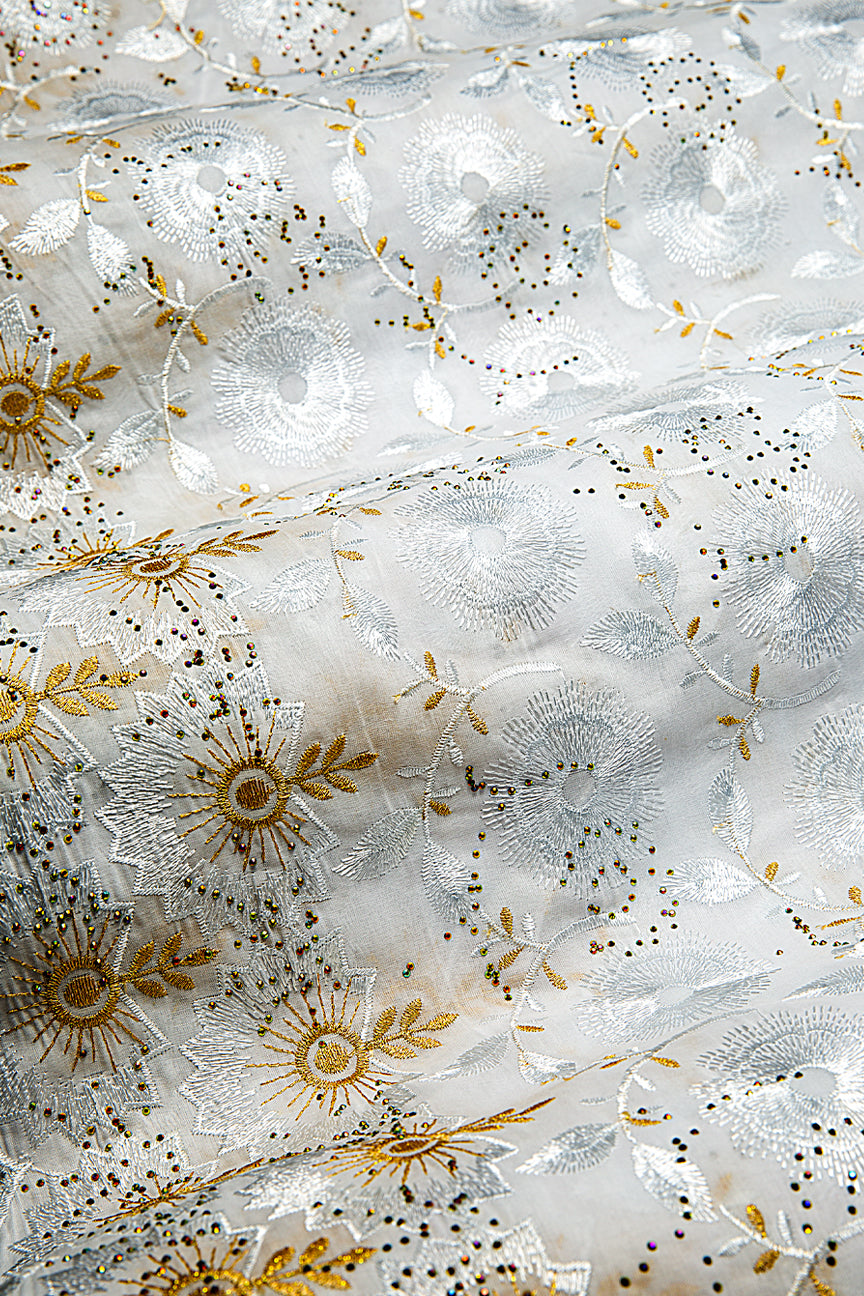 Voile Lace Exclusive in White & Gold - VL573