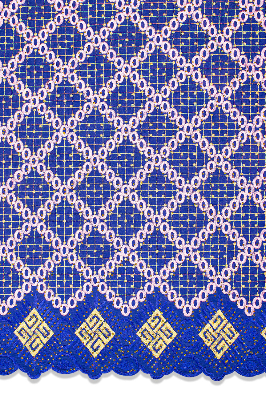 Voile Lace Exclusive in Royal Blue, Light Pink & Gold - VL5213