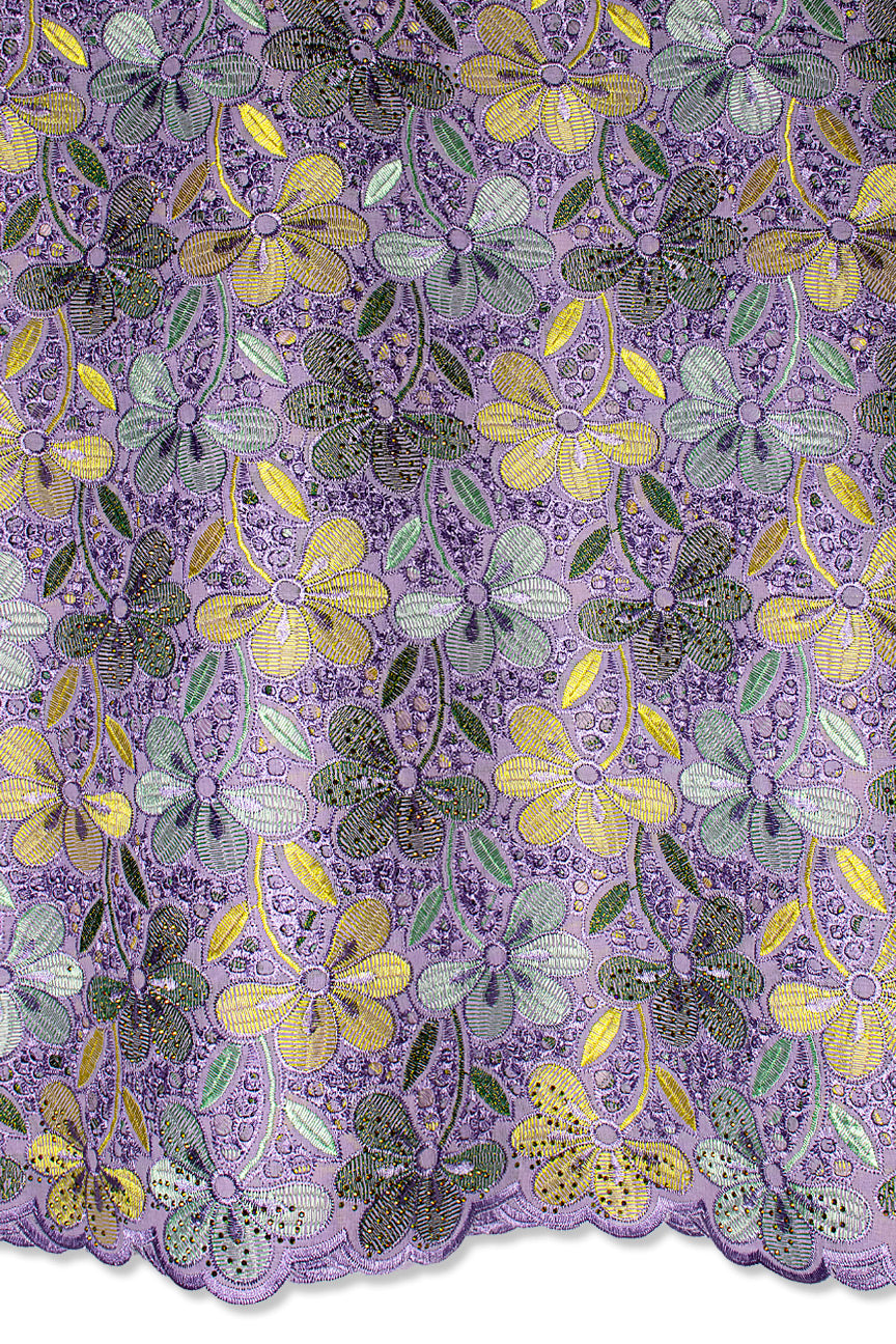 Voile Lace in Lilac, Gold & Ash - VL622