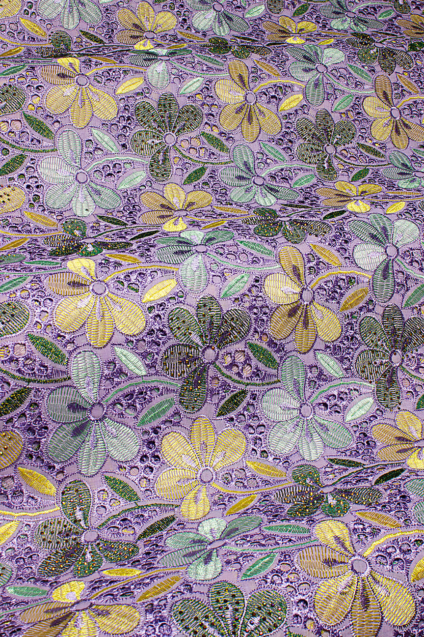 Voile Lace in Lilac, Gold & Ash - VL622