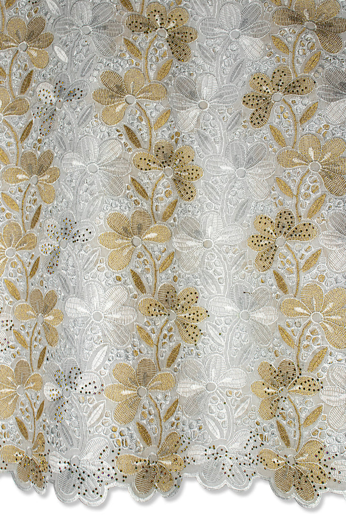 Voile Lace in White & Gold - VL623