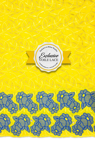 Exclusive Voile Lace  - EXL049 - Yellow, Gold & Royal Blue