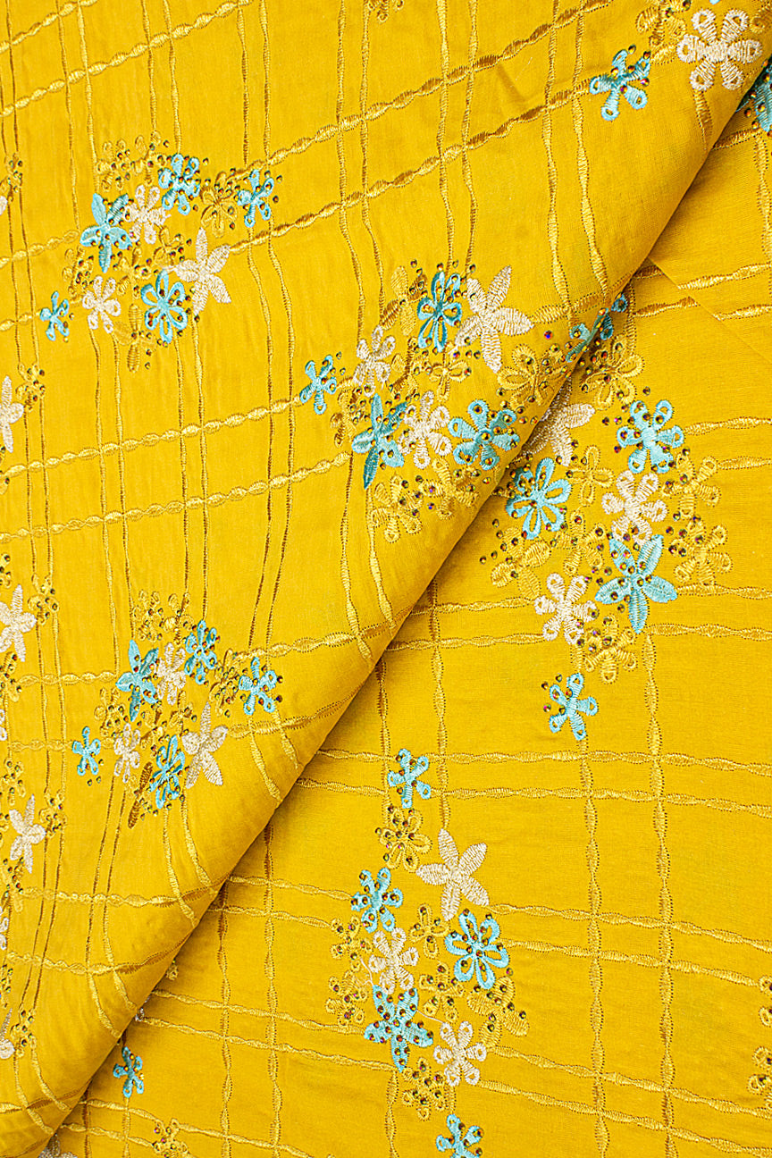 Voile Lace Exclusive in Sunshine Yellow & Turquoise - VL564
