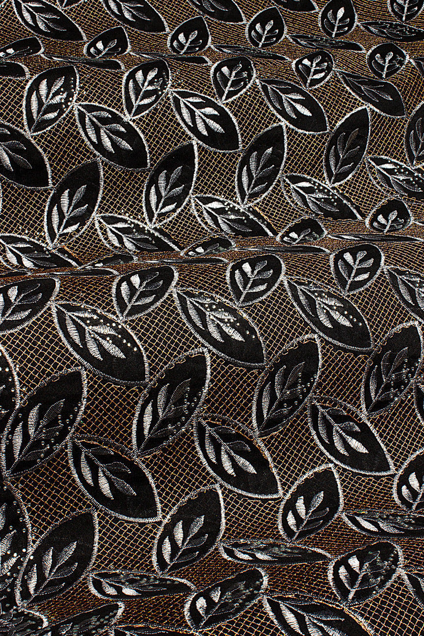 Voile Lace in Black & Gold - VL584