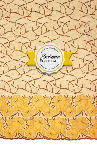 Exclusive Voile Lace  - EXL049 - Beige, Chocolate & Gold