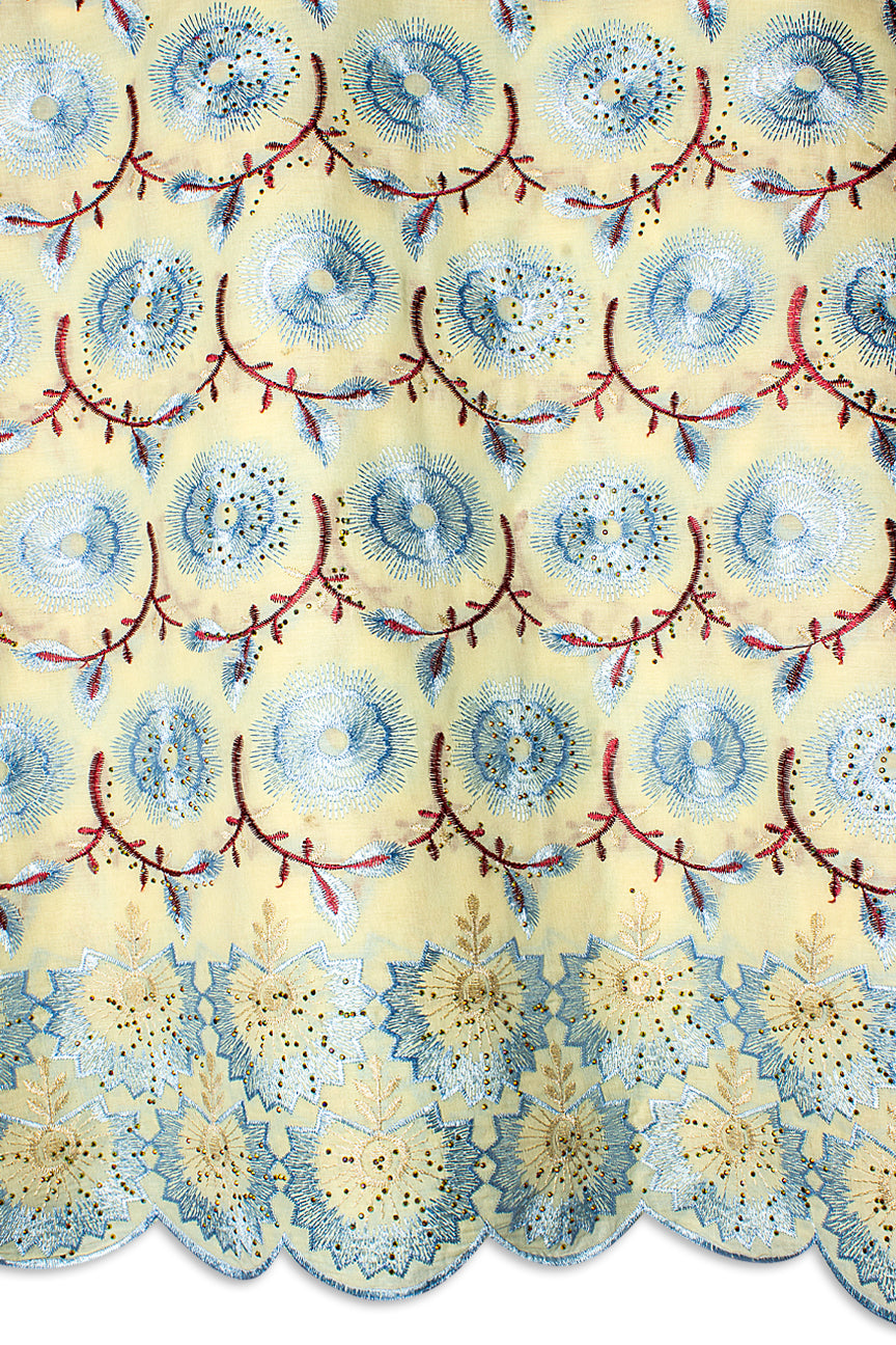 Voile Lace Exclusive in Cream, Sky Blue & Wine - VL576