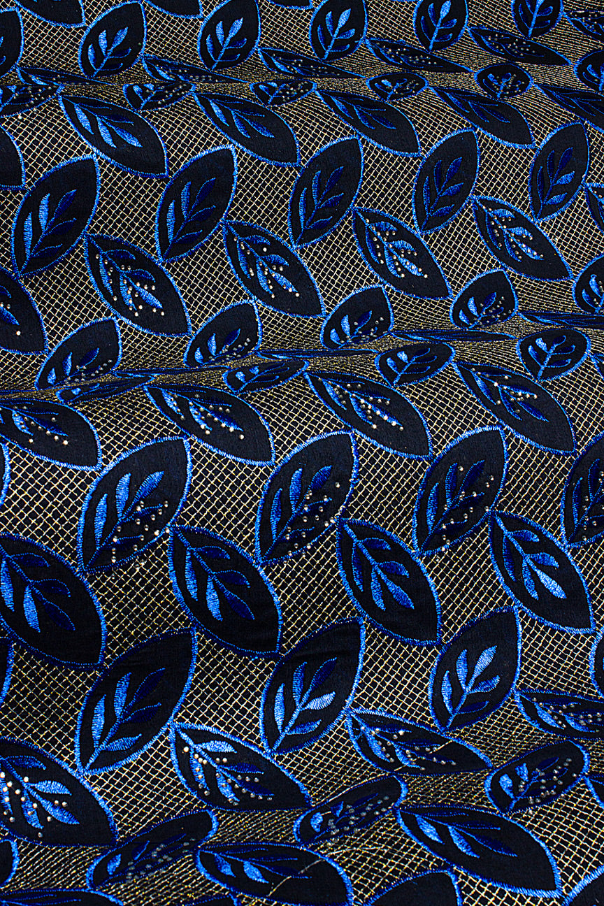 Voile Lace in Midnight Blue & Gold - VL586