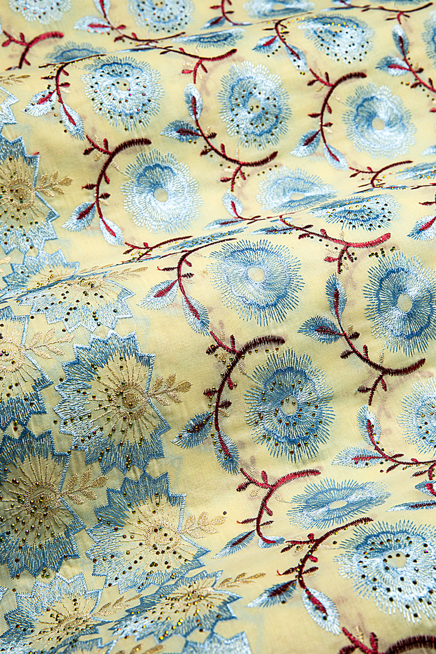 Voile Lace Exclusive in Cream, Sky Blue & Wine - VL576