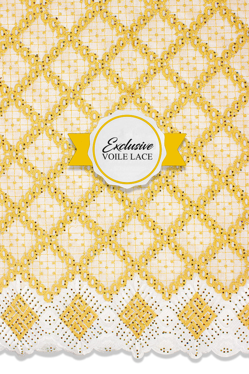 Voile Lace Exclusive in White & Gold - VL5217