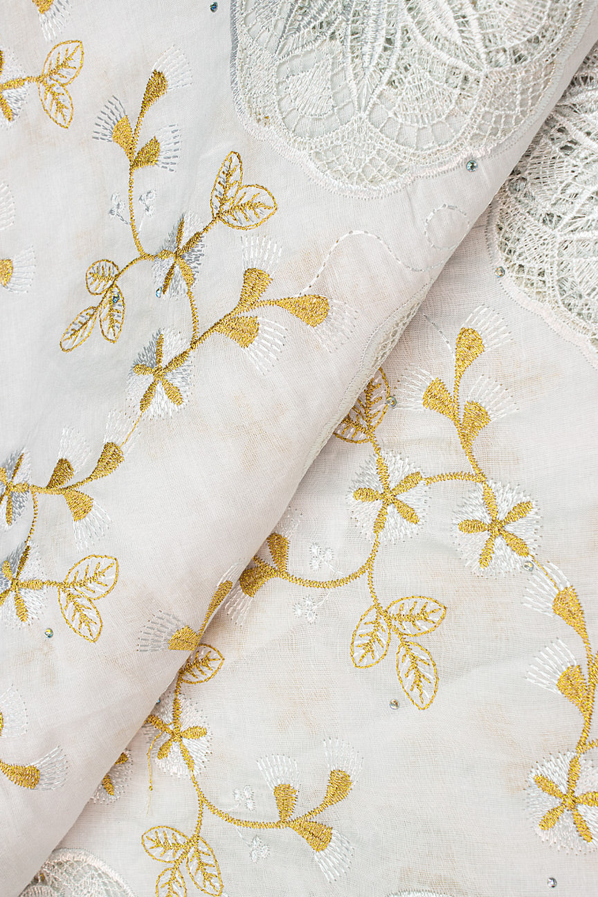 Exclusive Voile Lace  - EXL045 - White & Gold