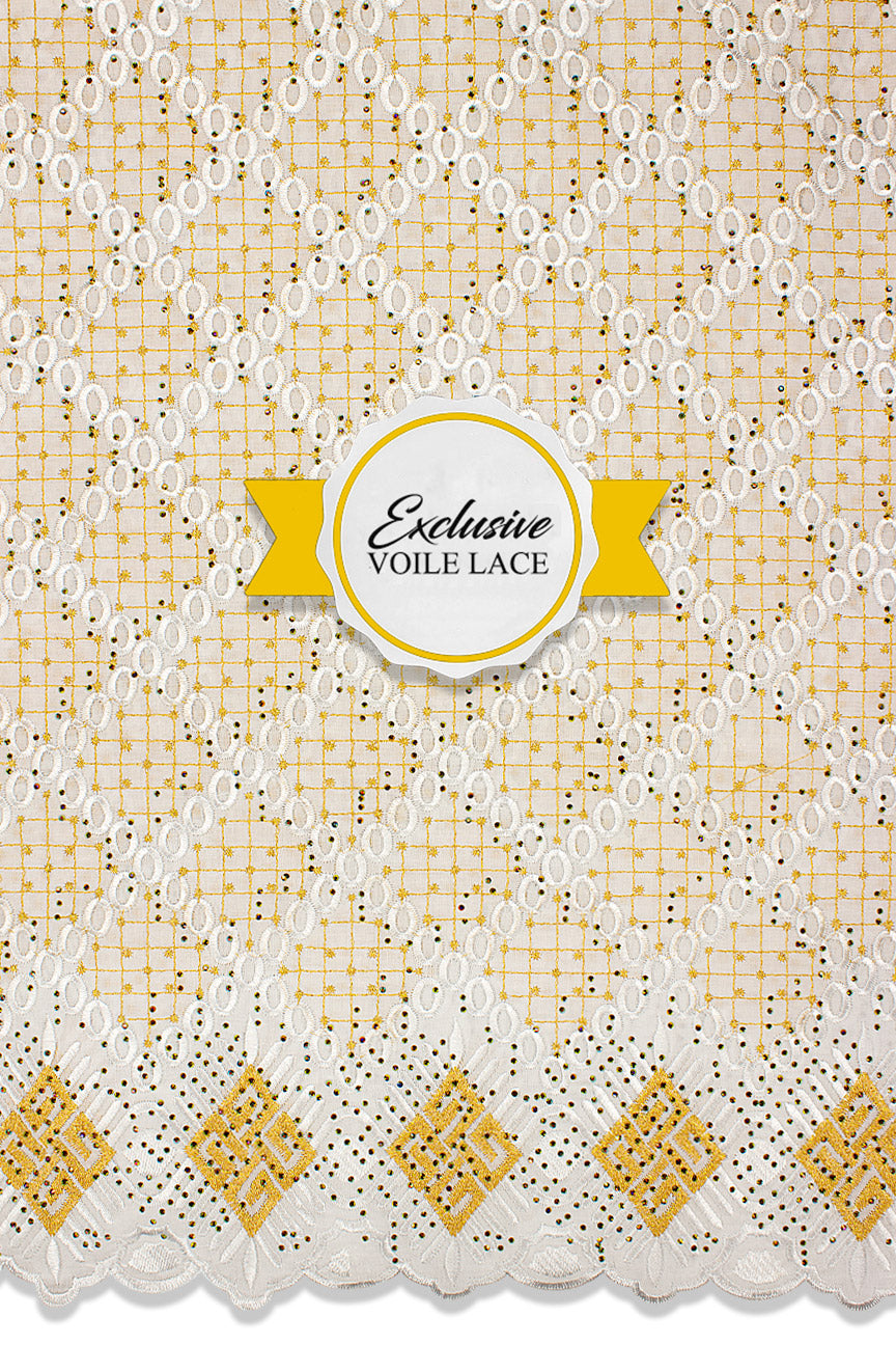 Voile Lace Exclusive in White & Gold - VL5218