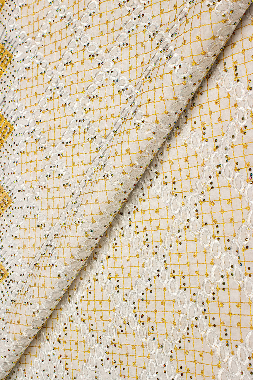 Voile Lace Exclusive in White & Gold - VL5218