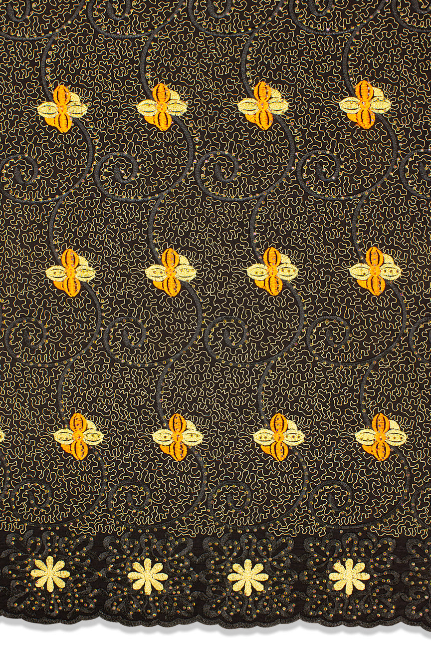 Voile Lace Exclusive in Black, Gold & Orange - VL5141