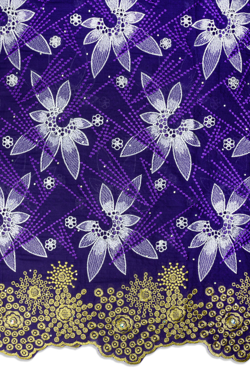 Voile Lace in Deep Purple & Gold - VL711