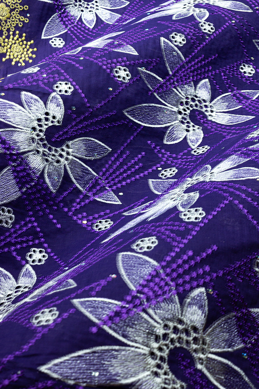 Voile Lace in Deep Purple & Gold - VL711